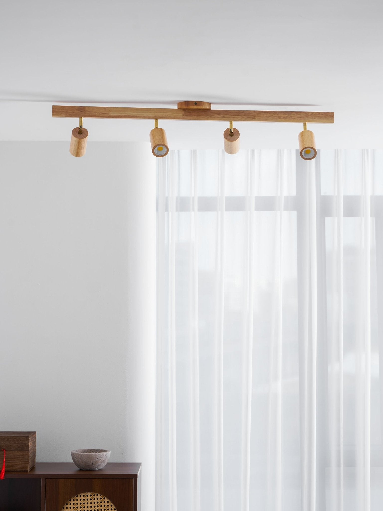 Japanese Wooden Adjustable LED Spotlight 1-Light