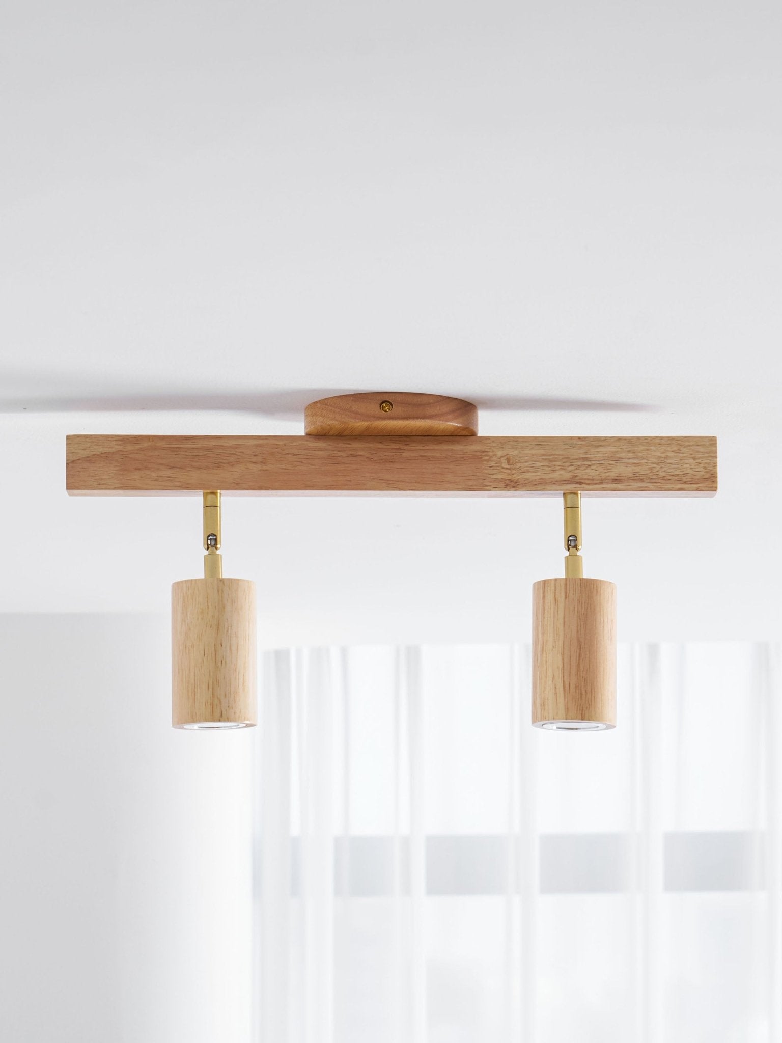 Japanese Wooden Adjustable LED Spotlight 1-Light