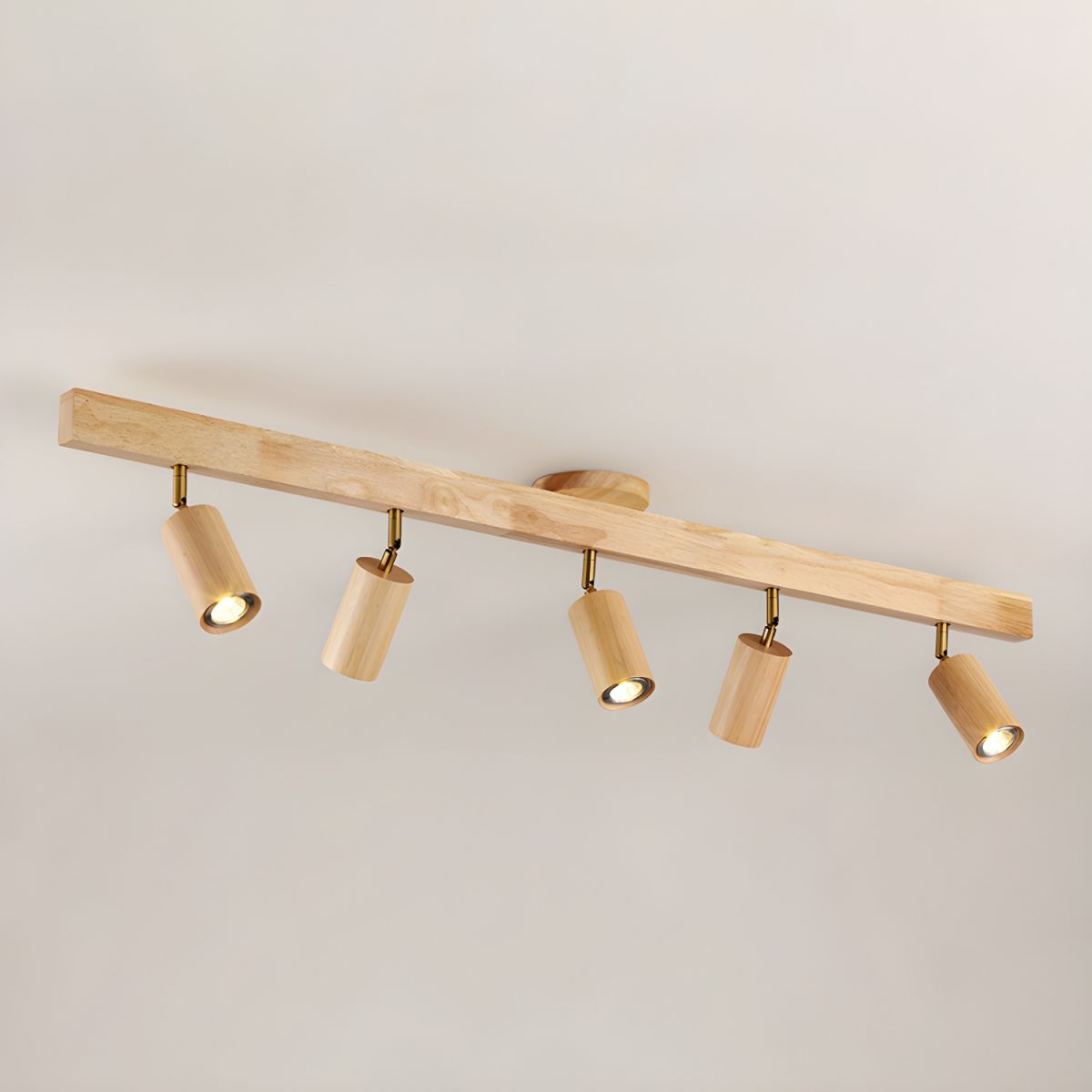 Japanese Wooden Adjustable LED Spotlight 1-Light