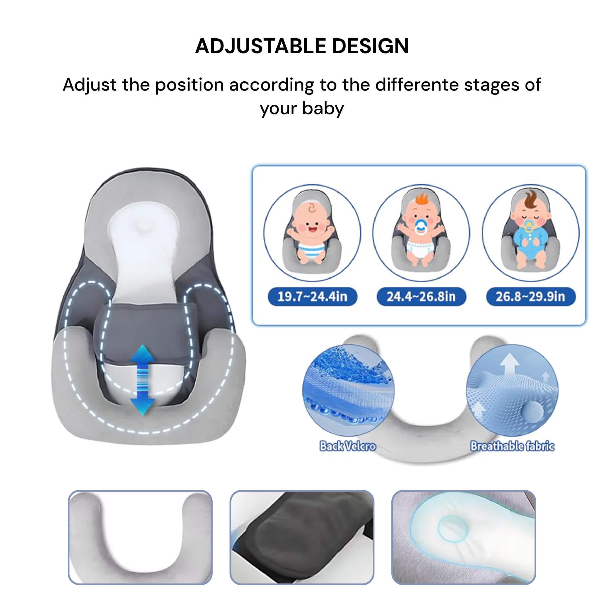 Cuscino per reflusso neonatale – Nido per neonati con cuneo a 15° | Cuscino anti-reflusso portatile e nido per il sonno del bambino per sollievo dal coliche