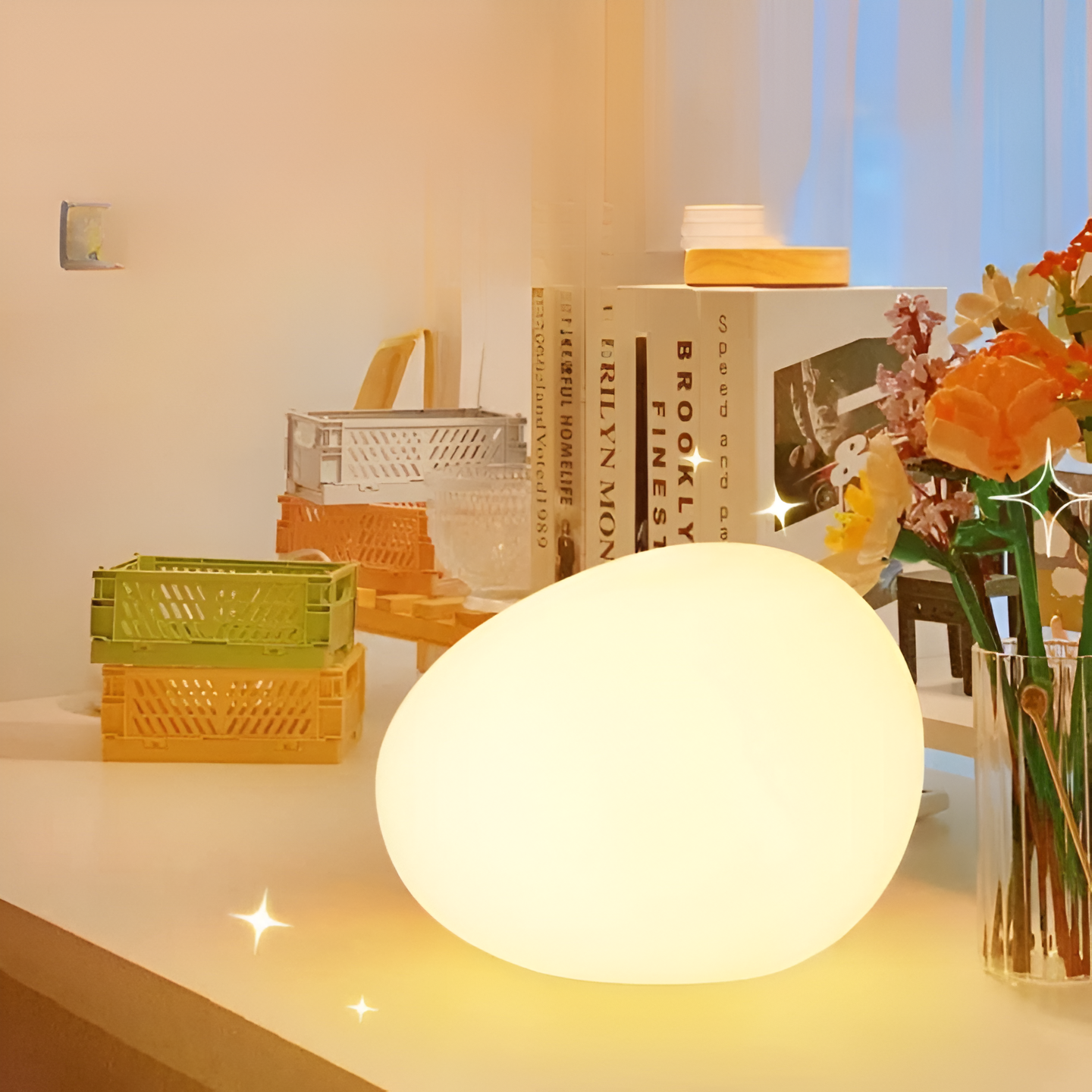 Nordic Stone-Shaped LED Table Lamp 1-Light