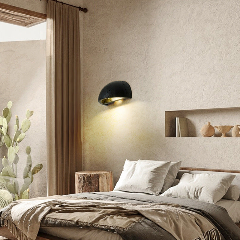 Applique da parete semicircolare Wabi-Sabi in travertino LED 1 luce