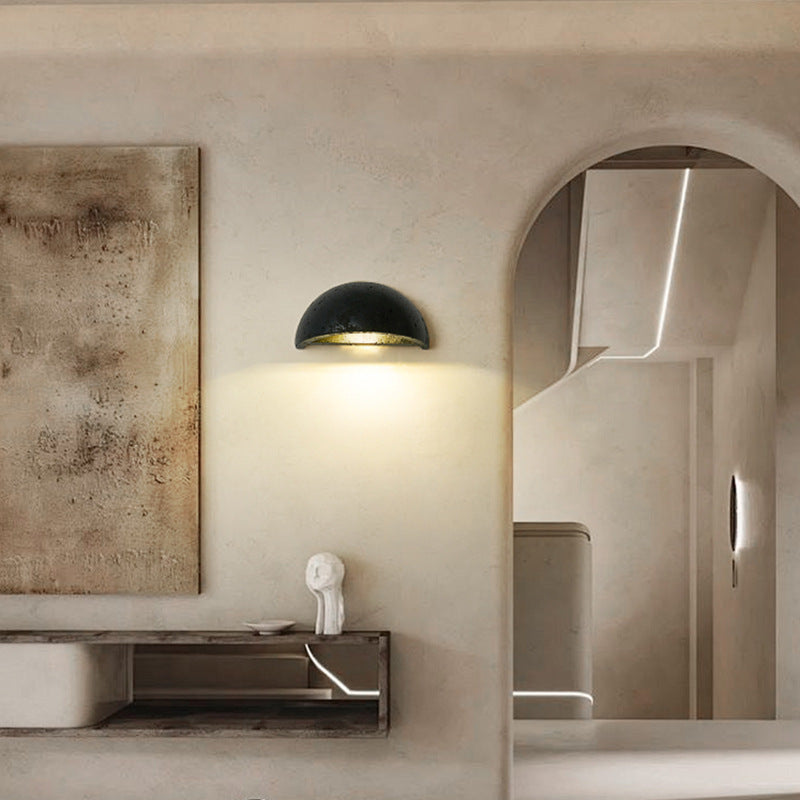 Applique da parete semicircolare Wabi-Sabi in travertino LED 1 luce