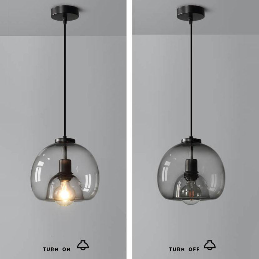 Lampada a sospensione con cupola in vetro fumé minimalista 1 luce