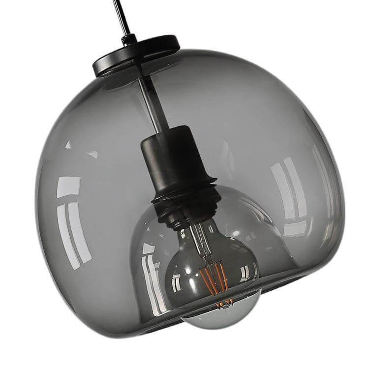 Lampada a sospensione con cupola in vetro fumé minimalista 1 luce