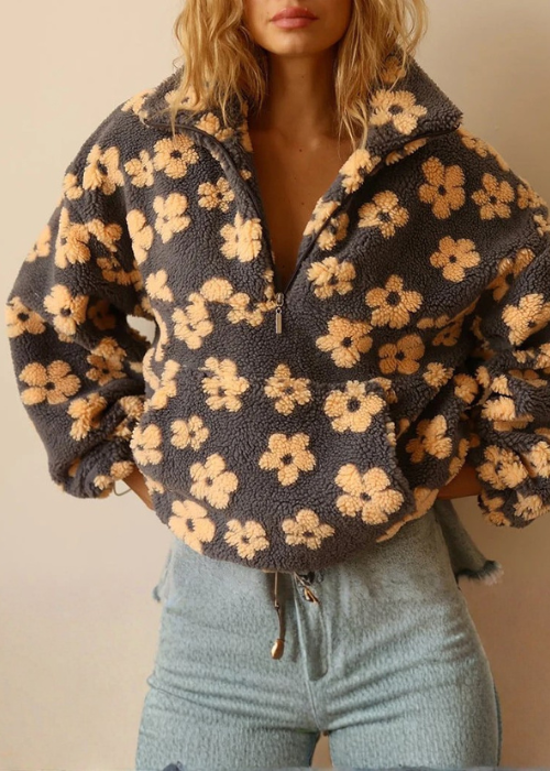 Cozy Floral Fleece Pullover