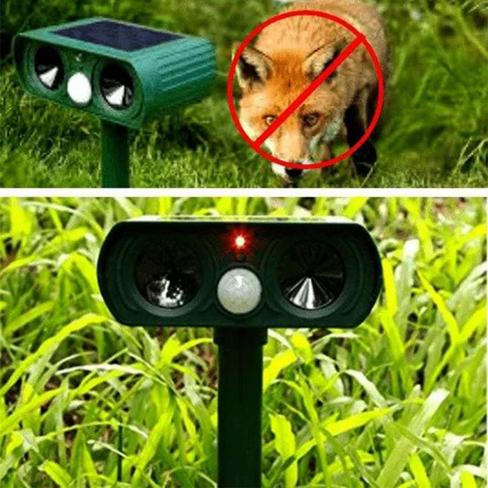 Repellente per animali a ultrasuoni alimentato a energia solare – Controllo dei parassiti attivato dal movimento per giardino, prato e cortile