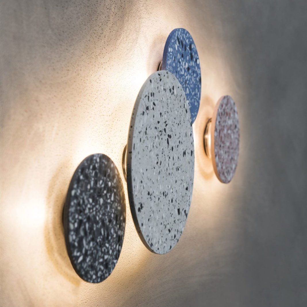 Applique da parete moderna rotonda in terrazzo LED 1 luce