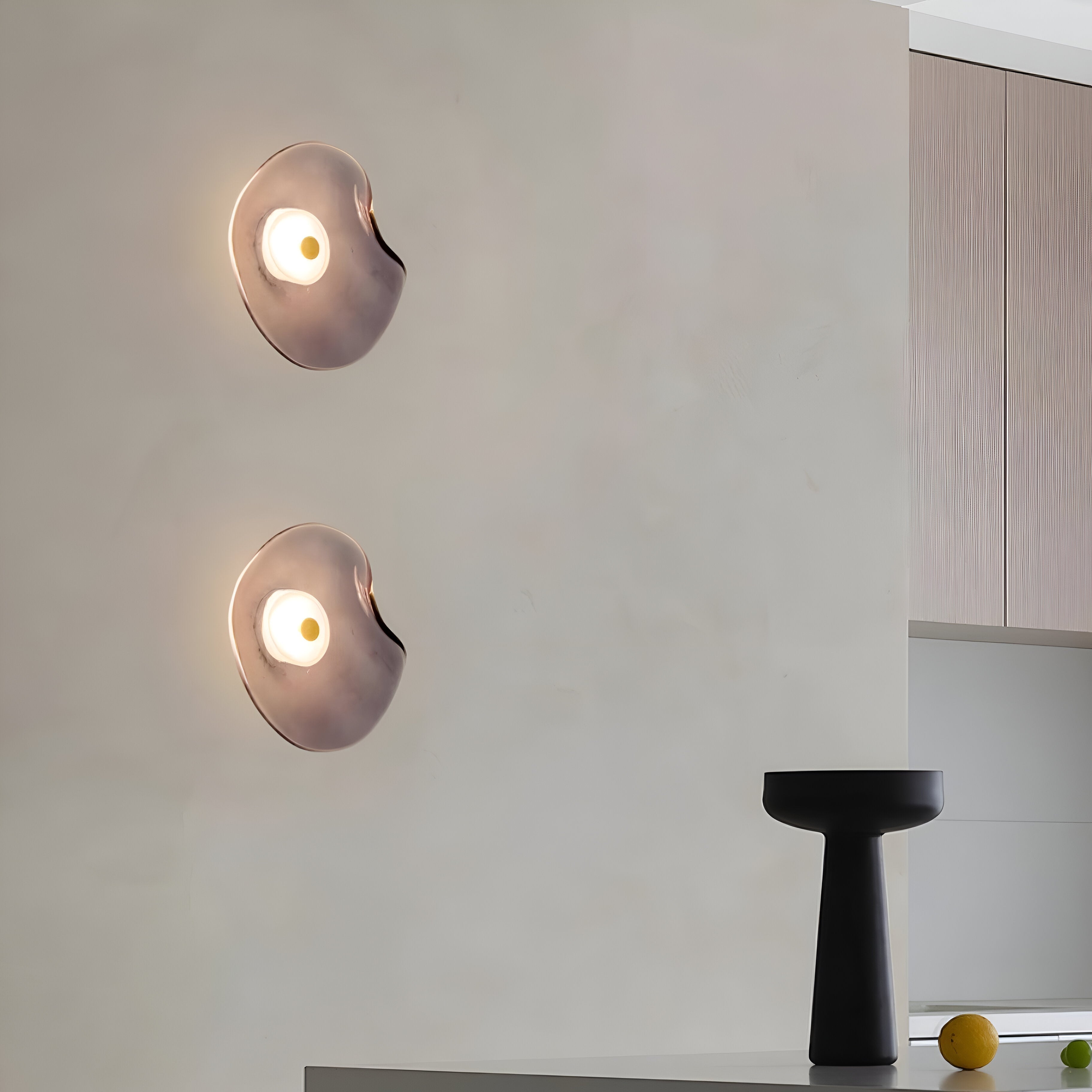 Nordic Curved Glass Japandi LED Wall Sconce 1-Light