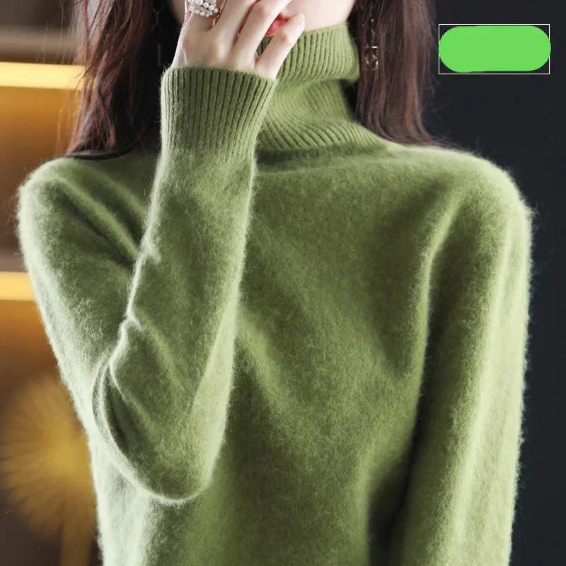 Nyorelle 100% Cashmere High-Neck Sweater for Fall and Winter