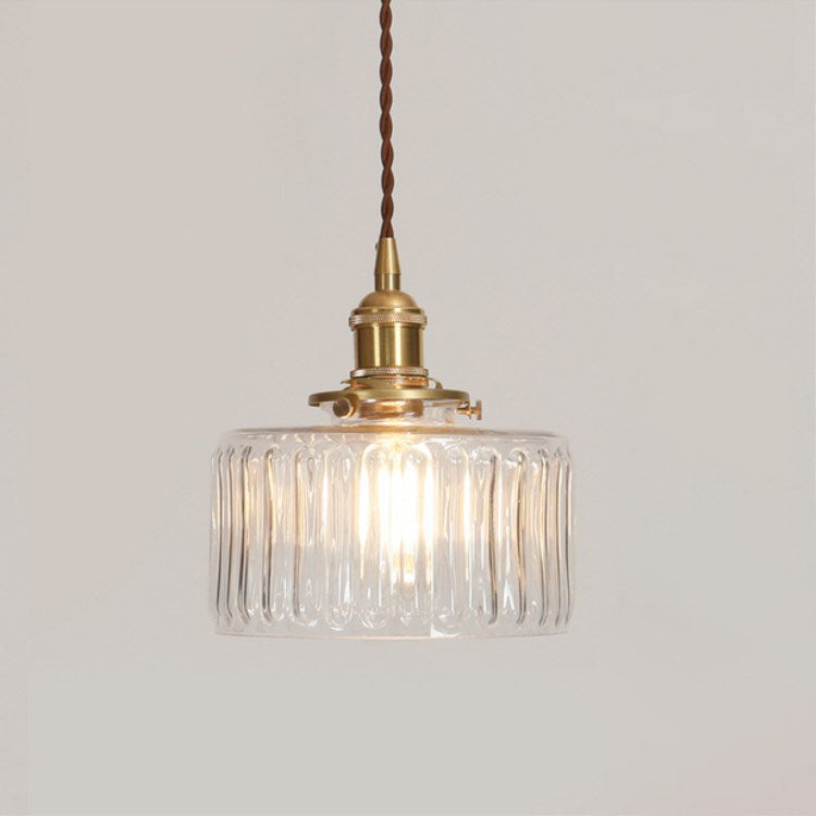 Lampada a sospensione rotonda giapponese in ottone e vetro a 1 luce
