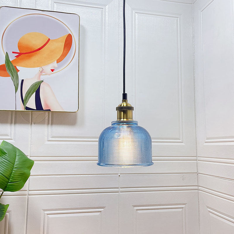 Lampada a sospensione vintage in vetro lavorato 1 luce