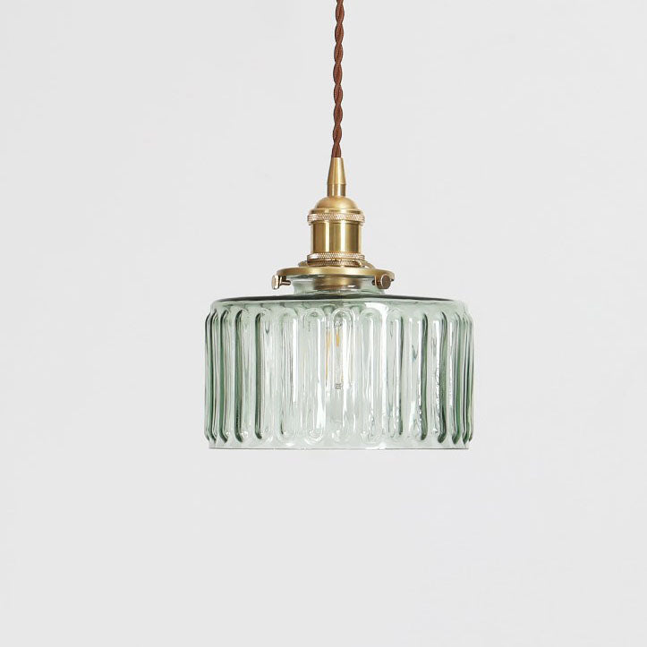 Lampada a sospensione rotonda giapponese in ottone e vetro a 1 luce