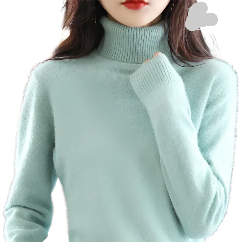 AuroraWeave 100% Cashmere Turtleneck For Women Autumn Knit
