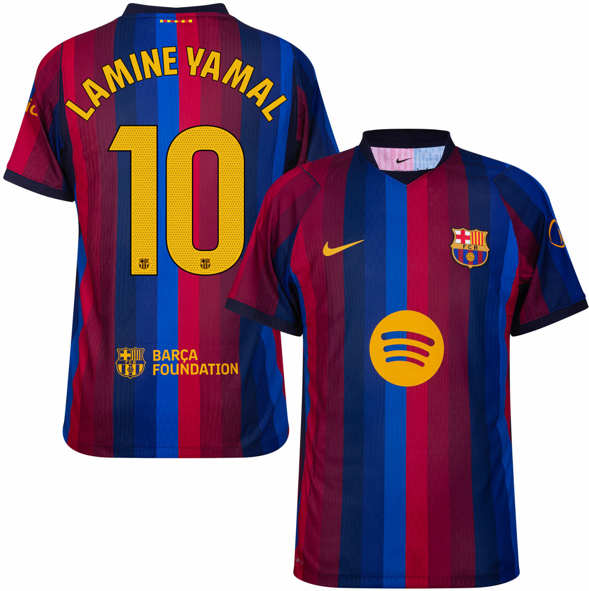 Maglia da casa del Barcellona 26/27 (versione giocatore) — Lamine Yamal 10 — Patch dei campioni