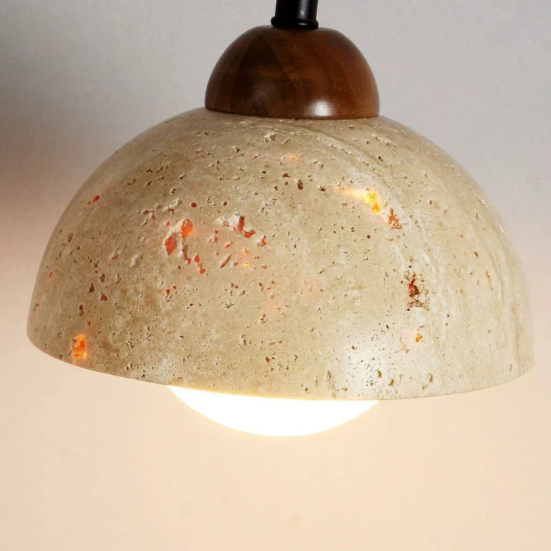 Applique da parete moderna in travertino e legno a sospensione LED 1 luce