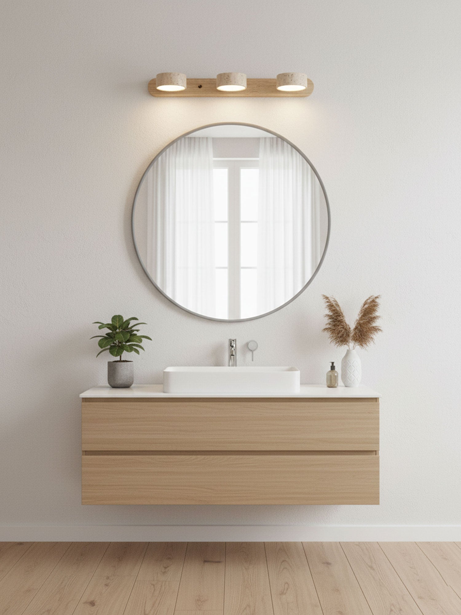 Modern Travertine Round LED Wall Sconce 1-Light