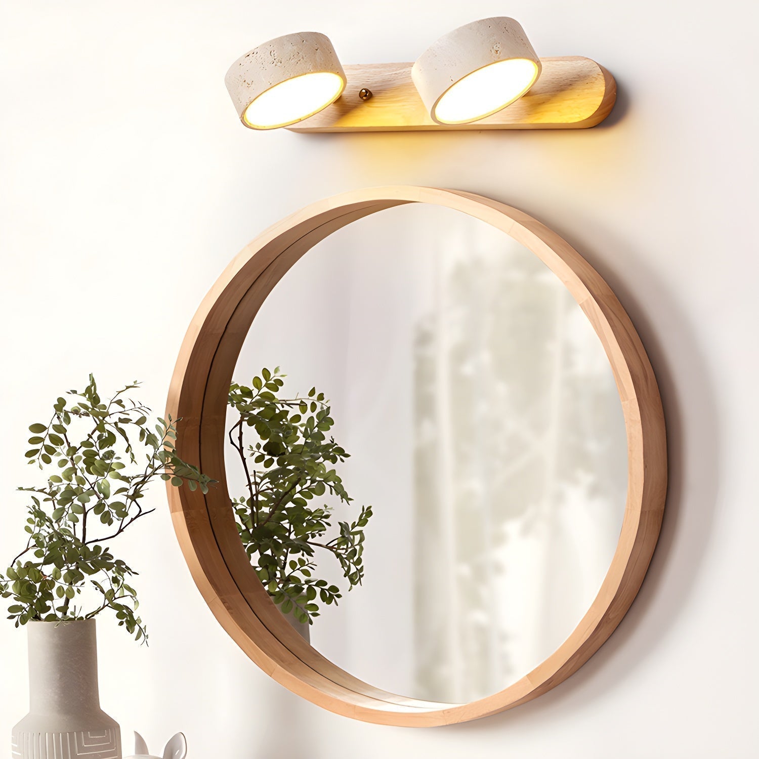 Modern Travertine Round LED Wall Sconce 1-Light