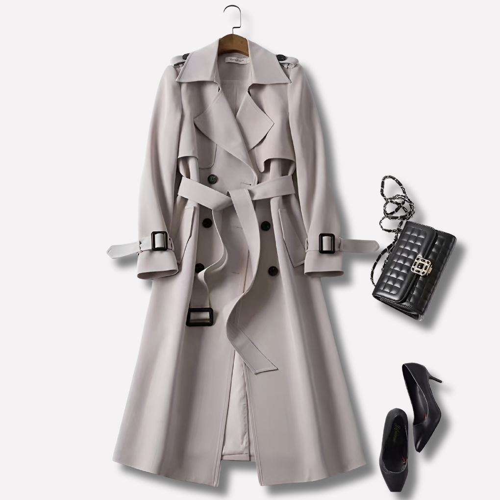 Trench coat vintage alla moda per donna, senza tempo con fascino elegante