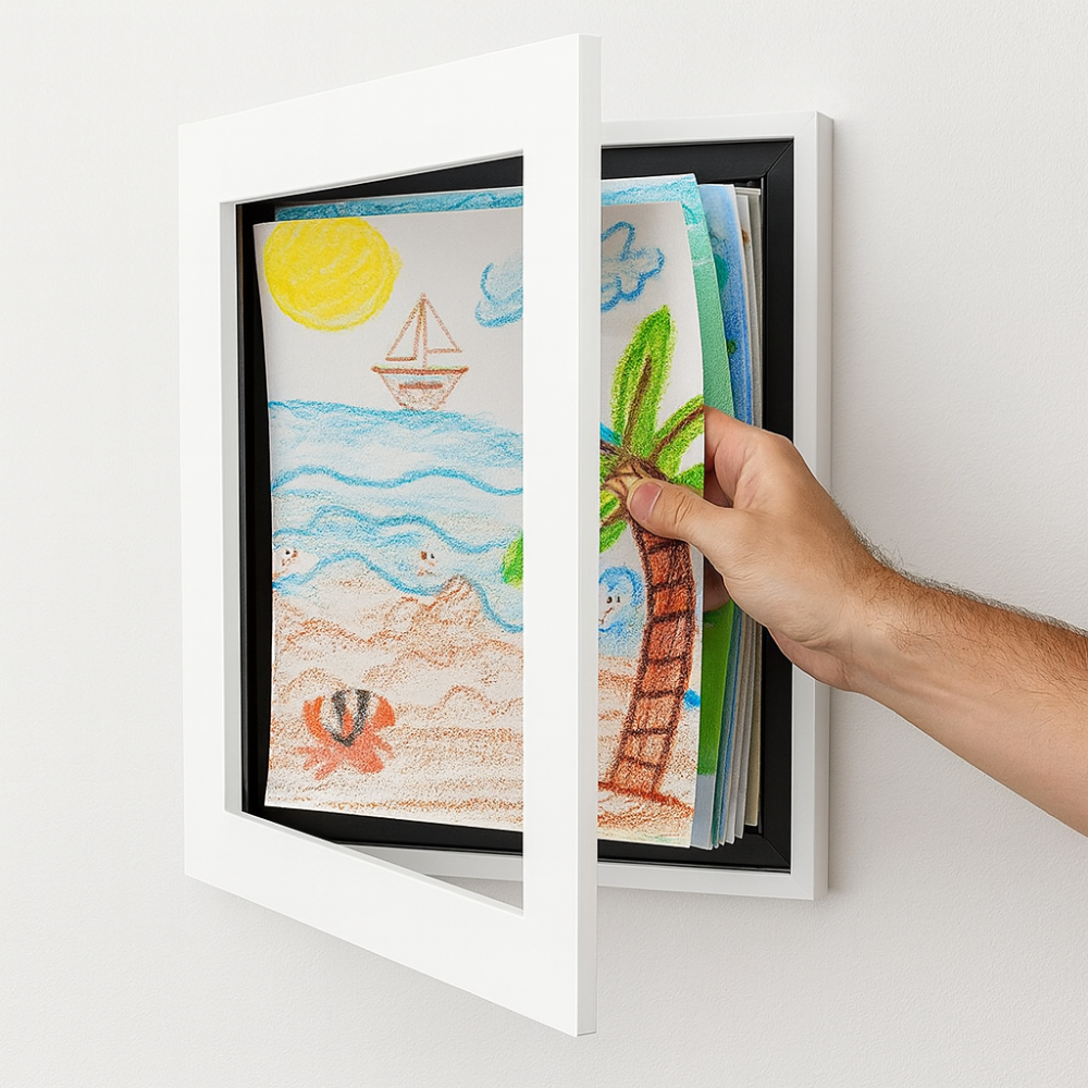 Wall Art Storage Frame Children Drawings Photo Display