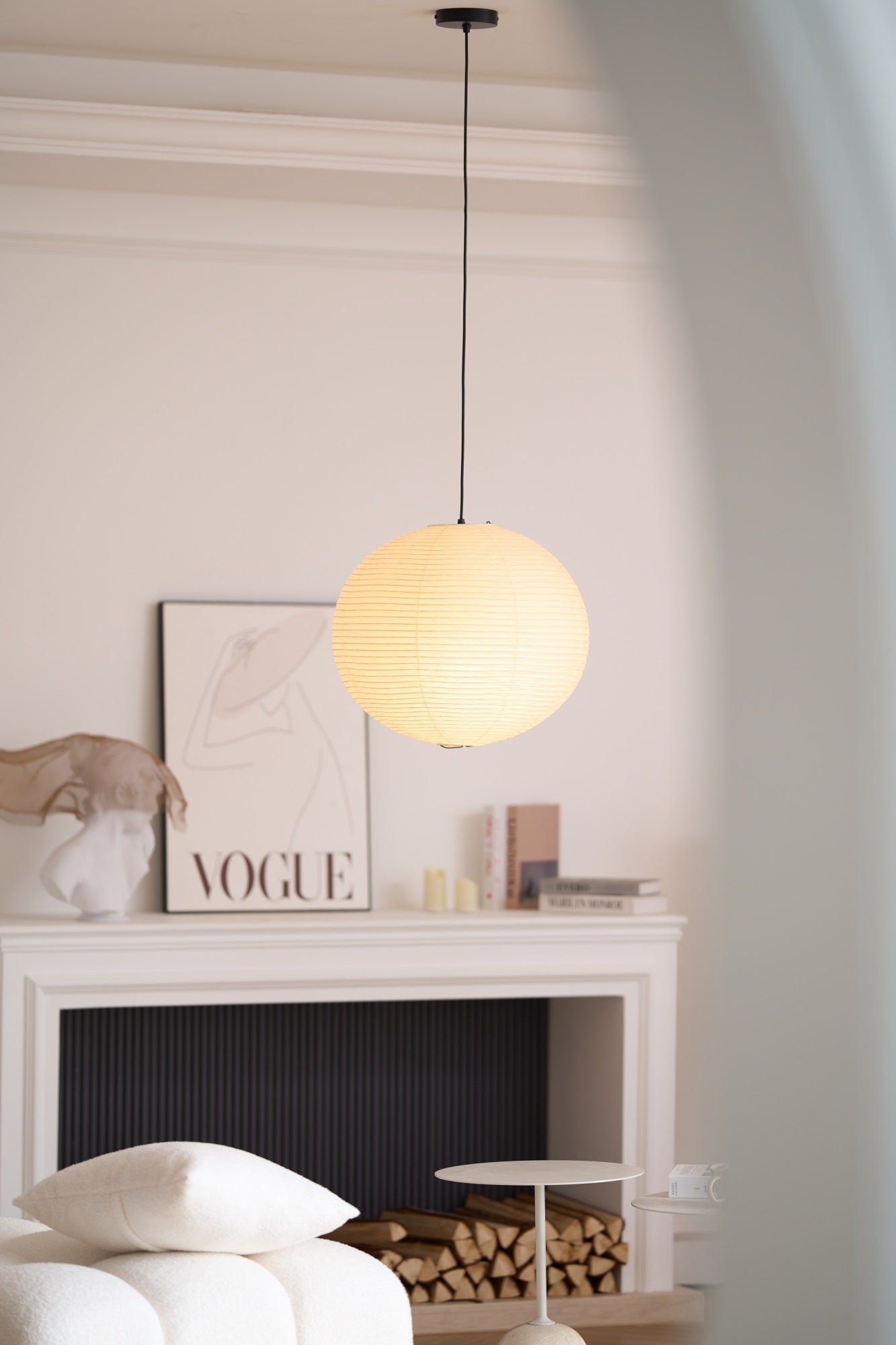 Japanese Washi Paper Globe Pendant Light 1-Light