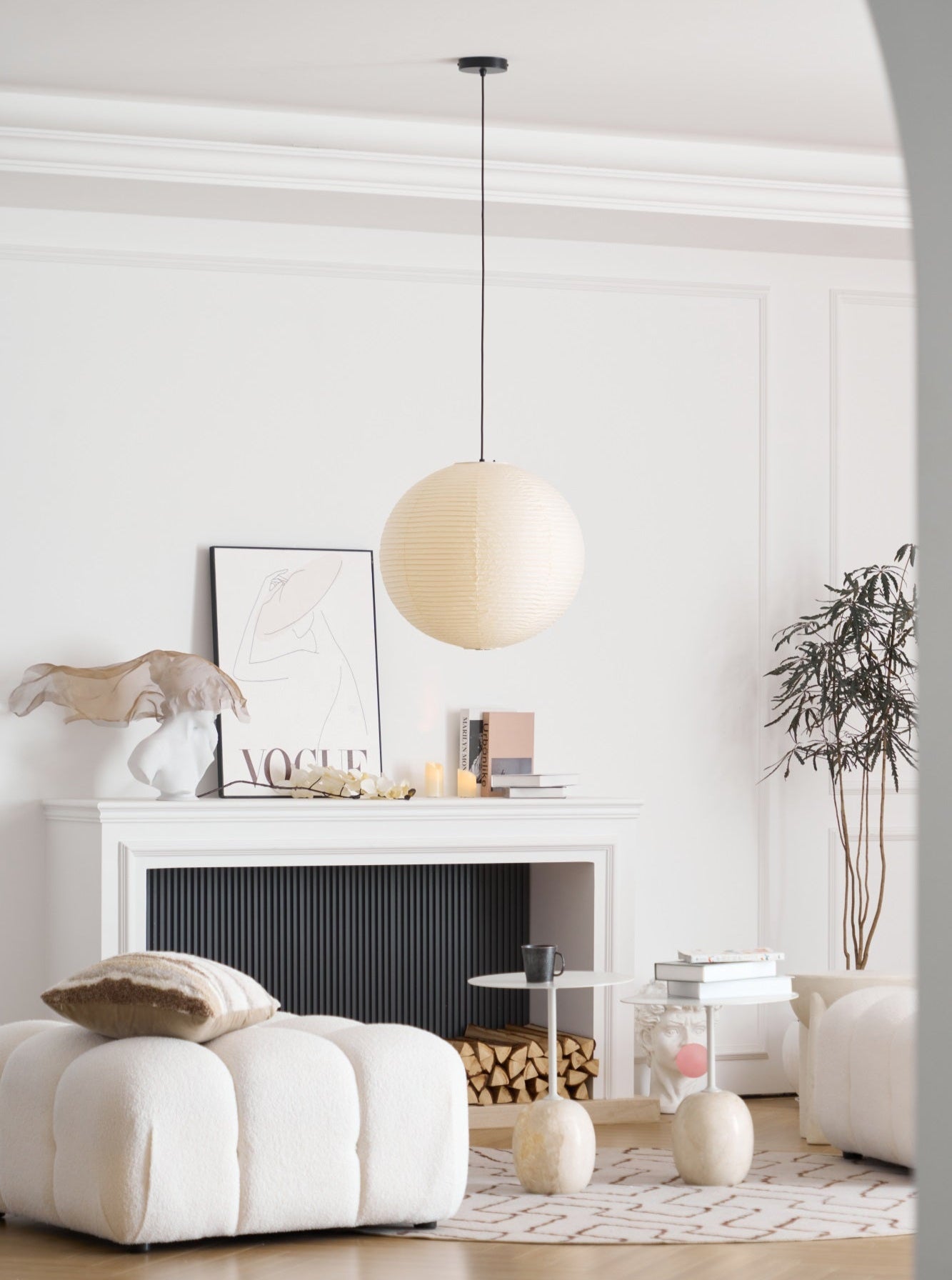 Japanese Washi Paper Globe Pendant Light 1-Light