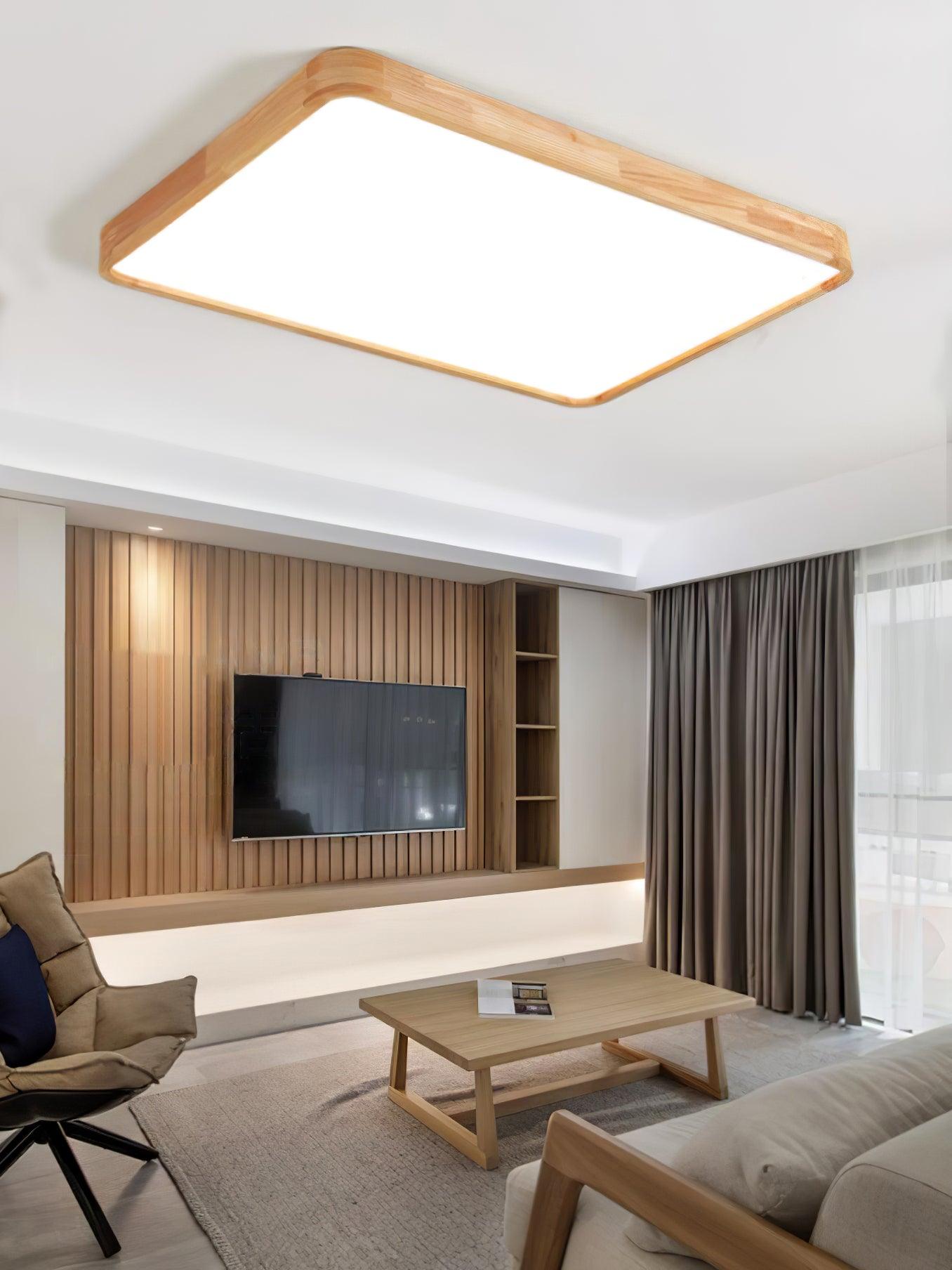 Modern Nordic Round Wooden LED Flush Mount Ceiling 1-Light