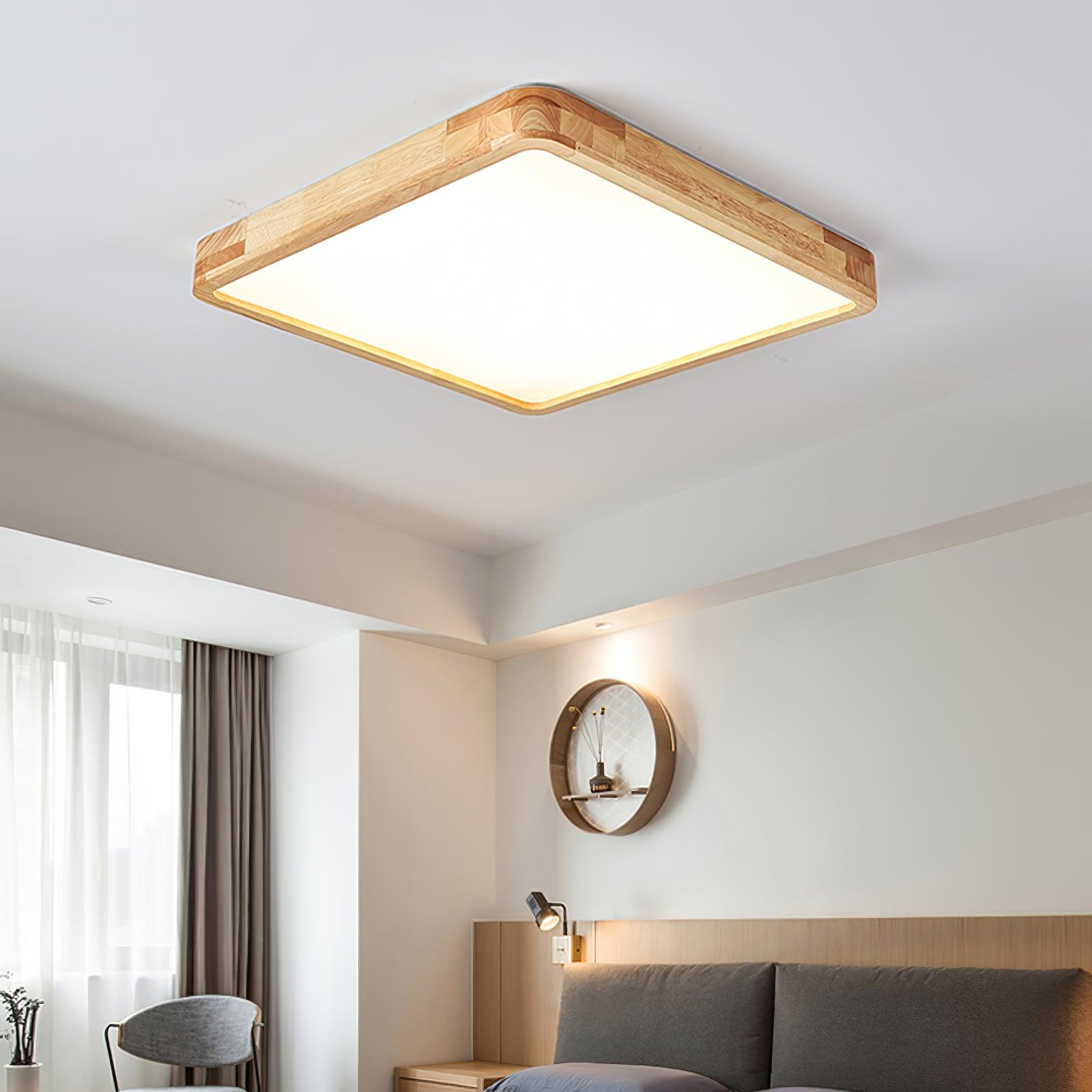 Modern Nordic Round Wooden LED Flush Mount Ceiling 1-Light