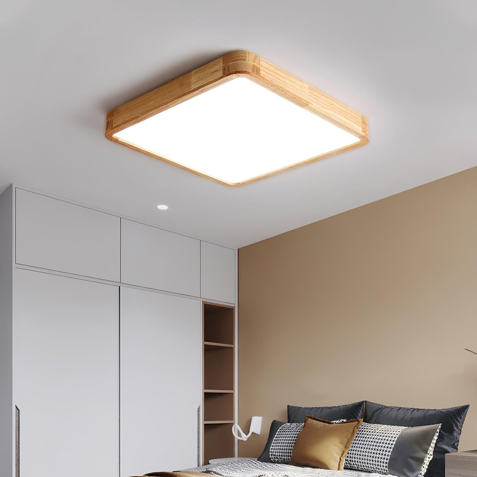 Modern Nordic Round Wooden LED Flush Mount Ceiling 1-Light