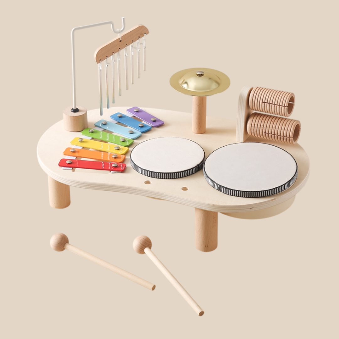 Tavolo Musicale Educativo | Set di Attività in Legno con Strumenti Versatili