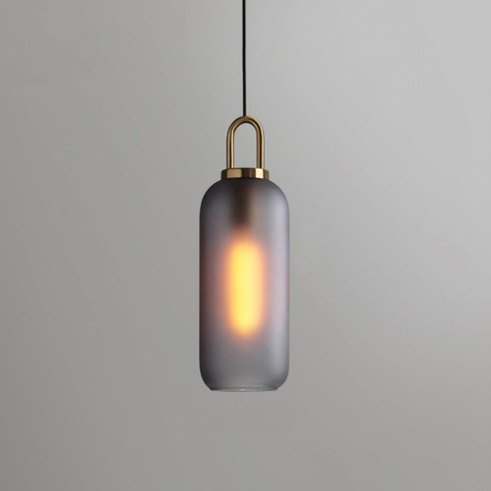 Modern Cylinder Glass Brass Pendant Light 1-Light