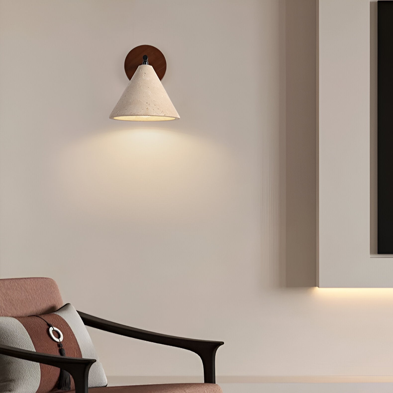 Modern Travertine Cone Wall Sconce LED 1-Light