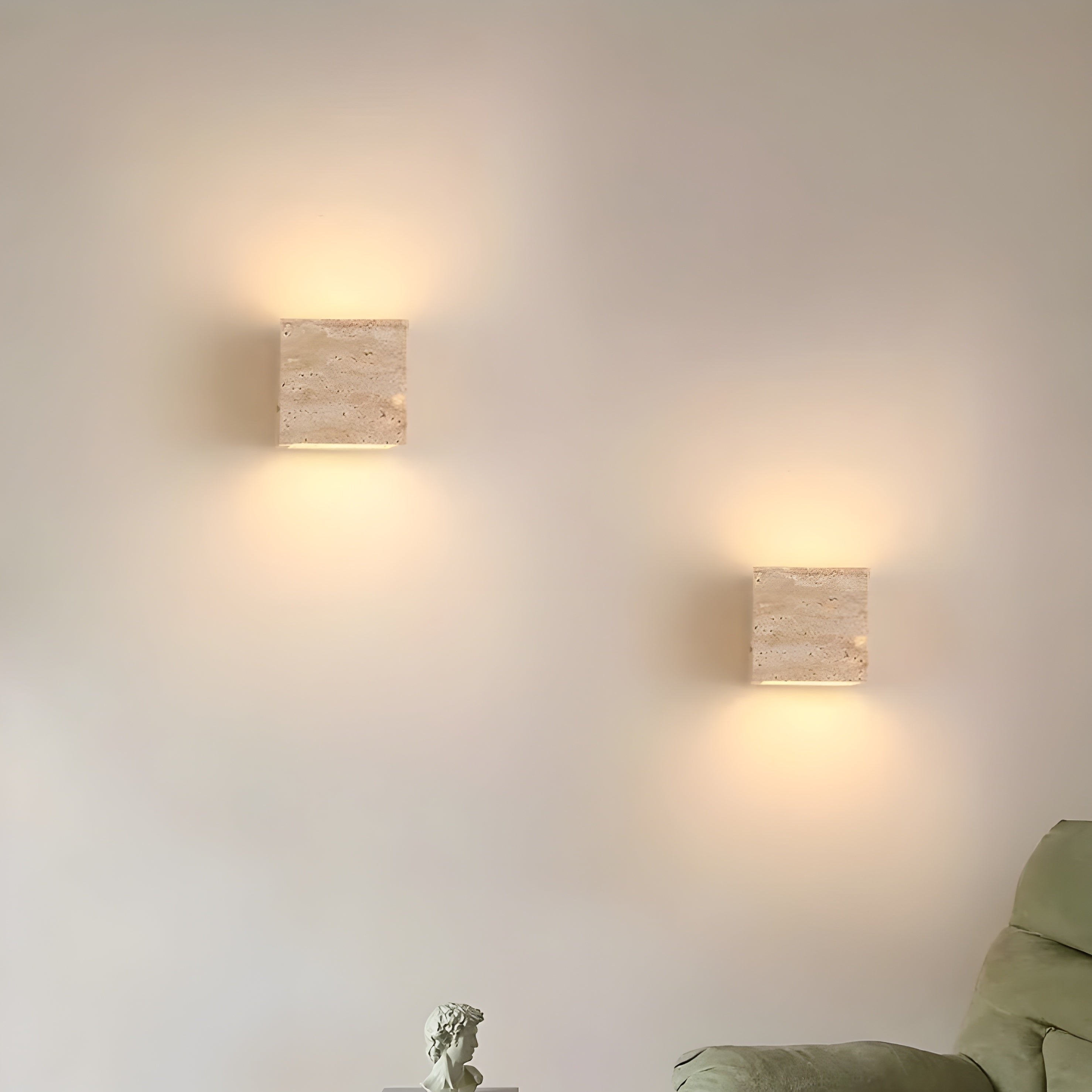 Lampada da parete minimalista quadrata in pietra di travertino LED 1 luce