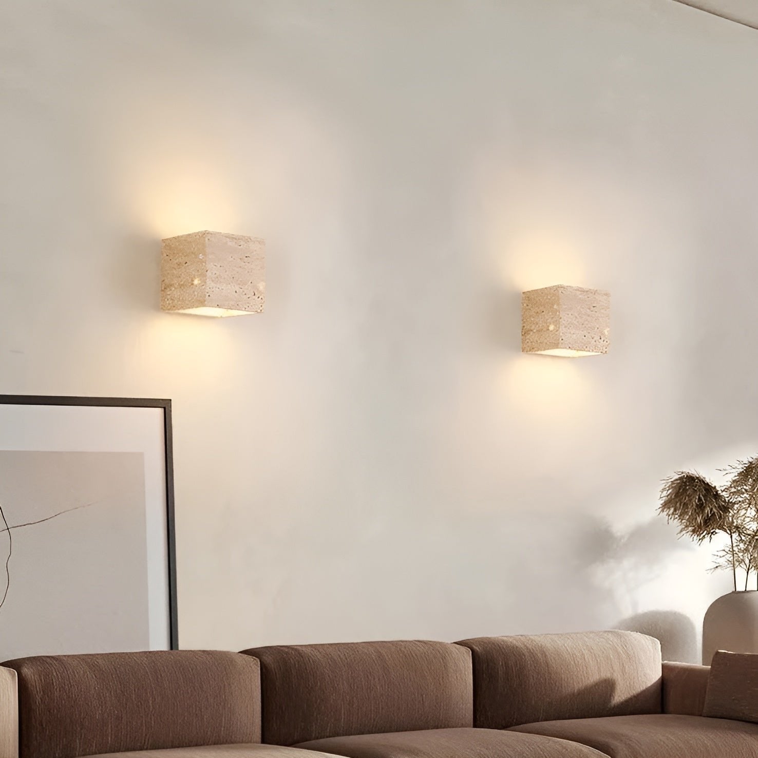 Lampada da parete minimalista quadrata in pietra di travertino LED 1 luce