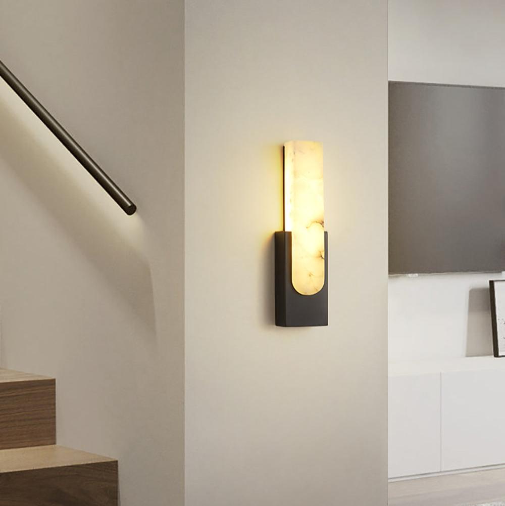 Applique da parete moderna in ottone effetto alabastro LED 1 luce