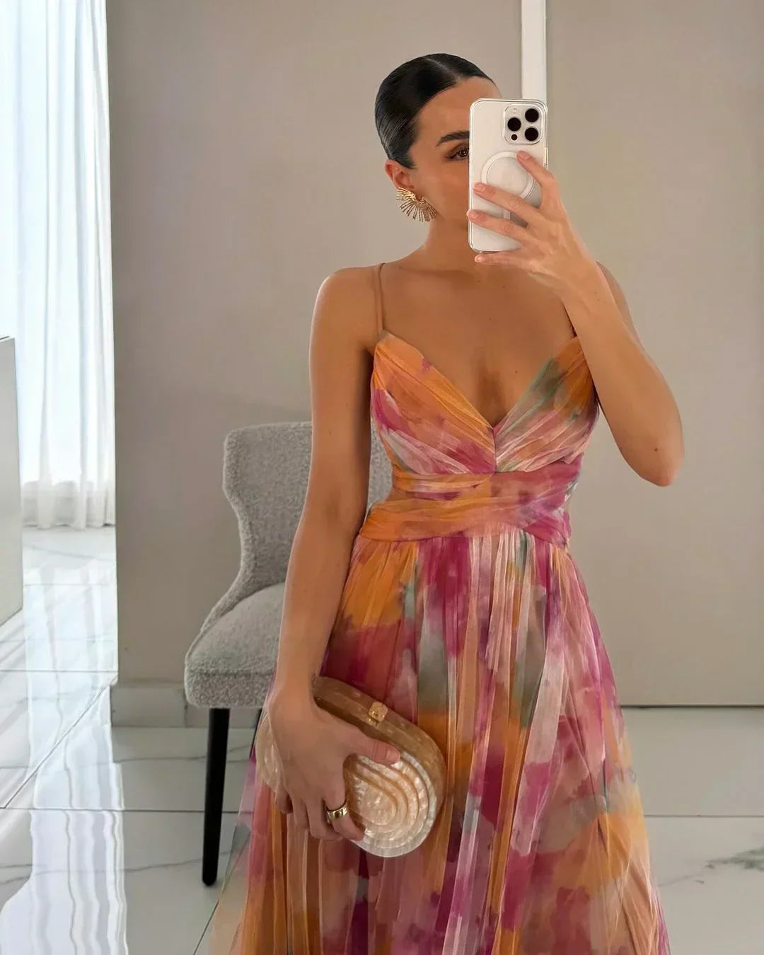 Puili | Abito lungo raffinato da donna con strati strutturati