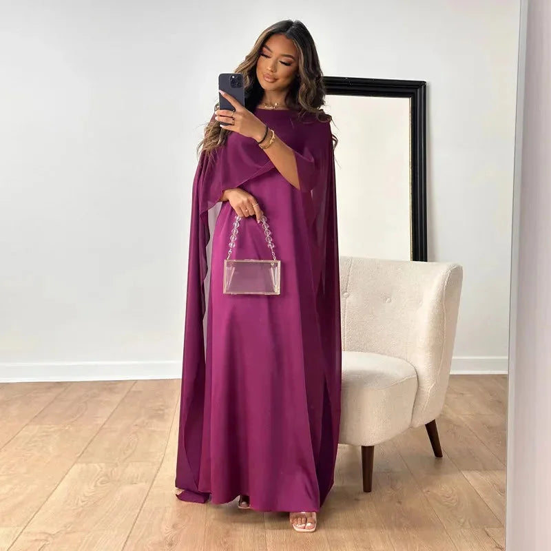 Puili| Abito maxi con mantella raffinato da donna per abiti da sera
