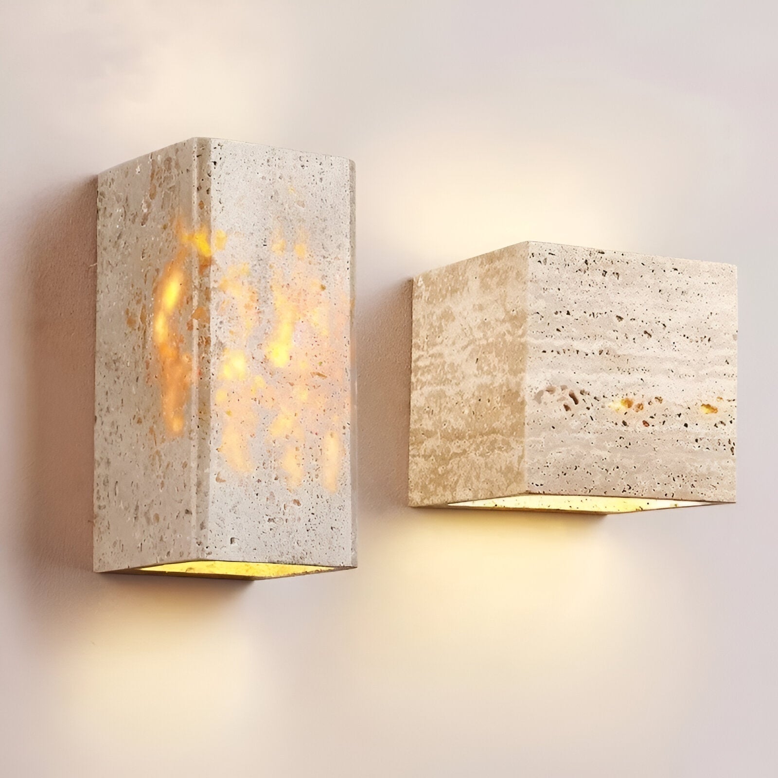 Lampada da parete minimalista quadrata in pietra di travertino LED 1 luce