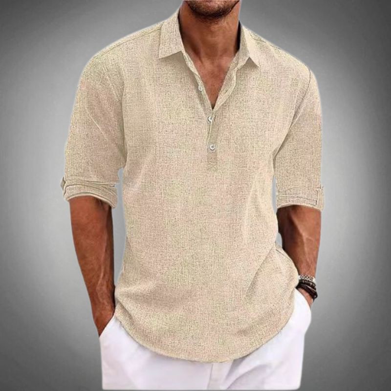 Massimo | Classic Polo in Elegant and Breathable Linen, Short Sleeve