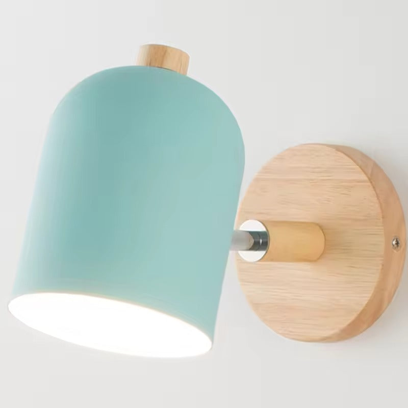 Applique da parete scandinava cilindrica in legno LED 1 luce