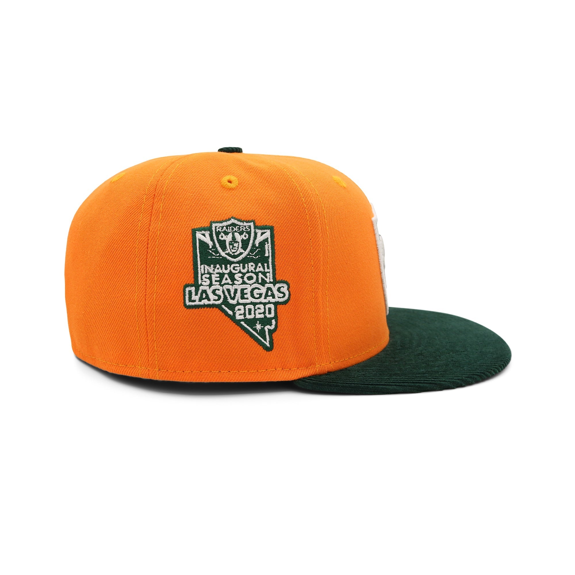 Cappello Fitted 59FIFTY in Velluto a Coste Arancione Forest Las Vegas Raiders