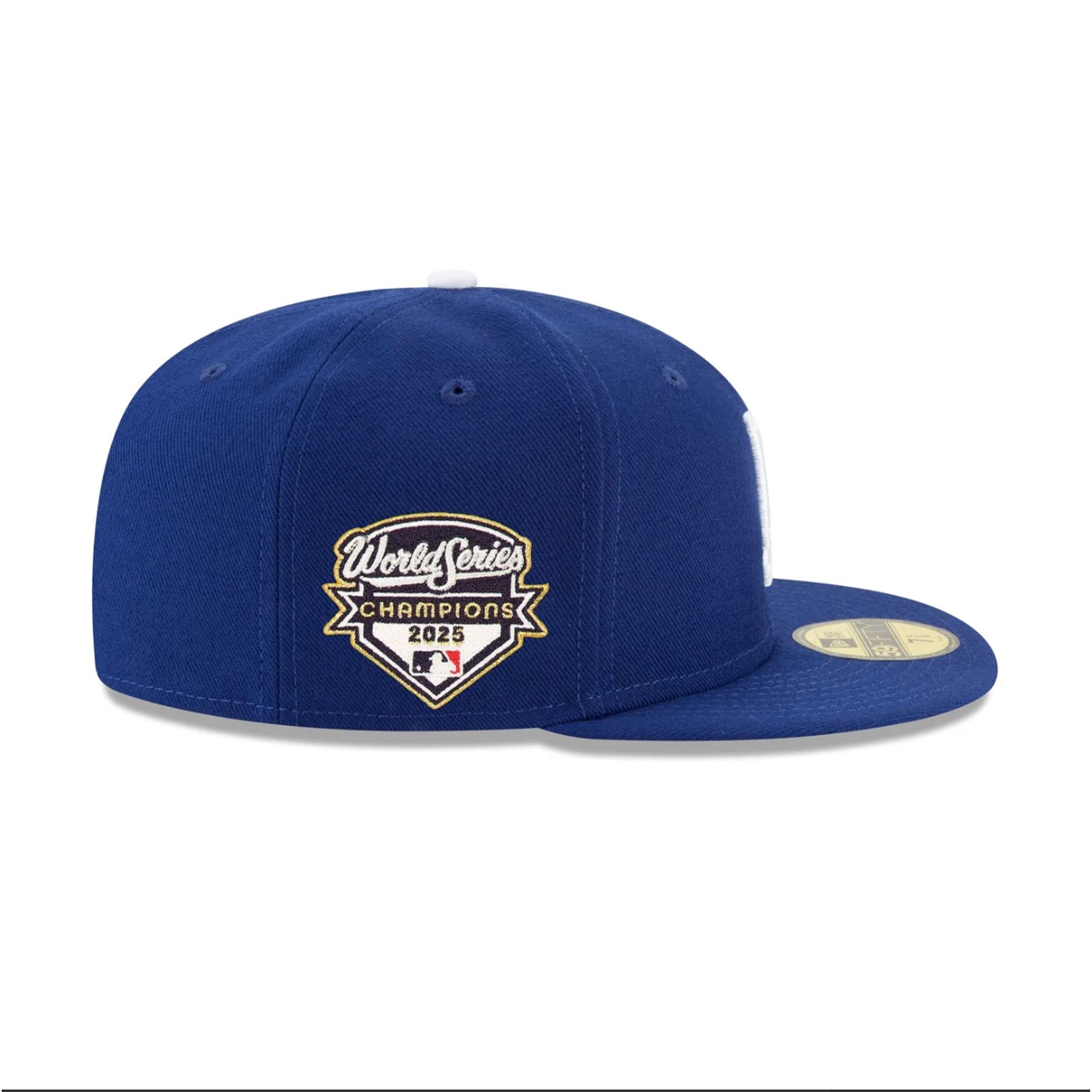 Cappello Blue 59FIFTY con toppa laterale Campioni World Series 2025 Los Angeles Dodgers