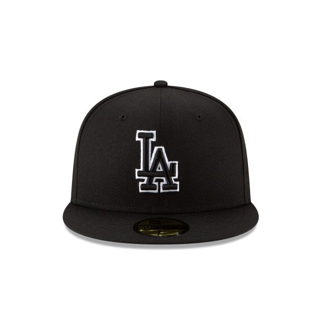Los Angeles Dodgers Black & White Back-to-Back Champions Patch White Outline 59FIFTY