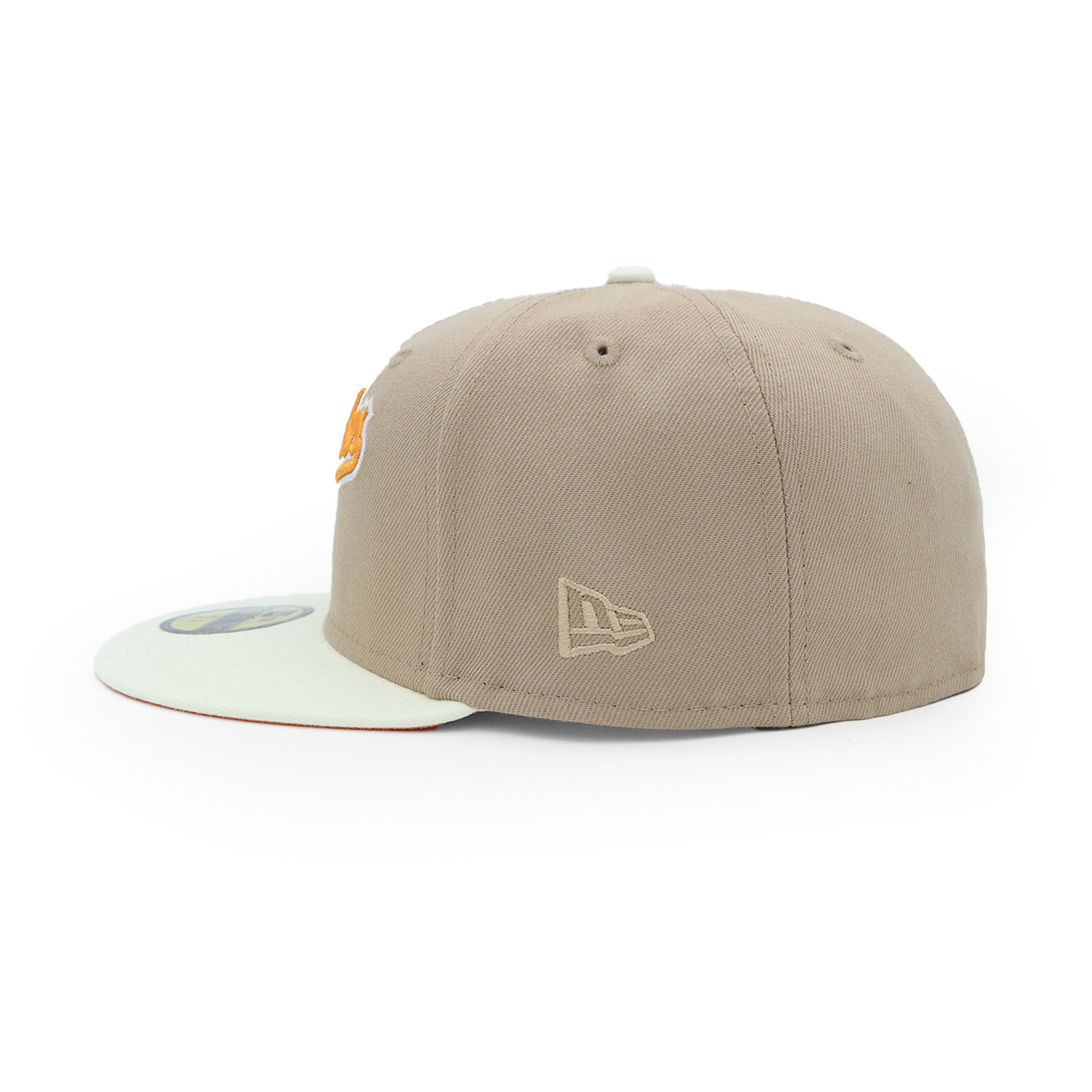 Los Angeles Dodgers Cappello 59FIFTY Script Bicolore Kahki Arancione