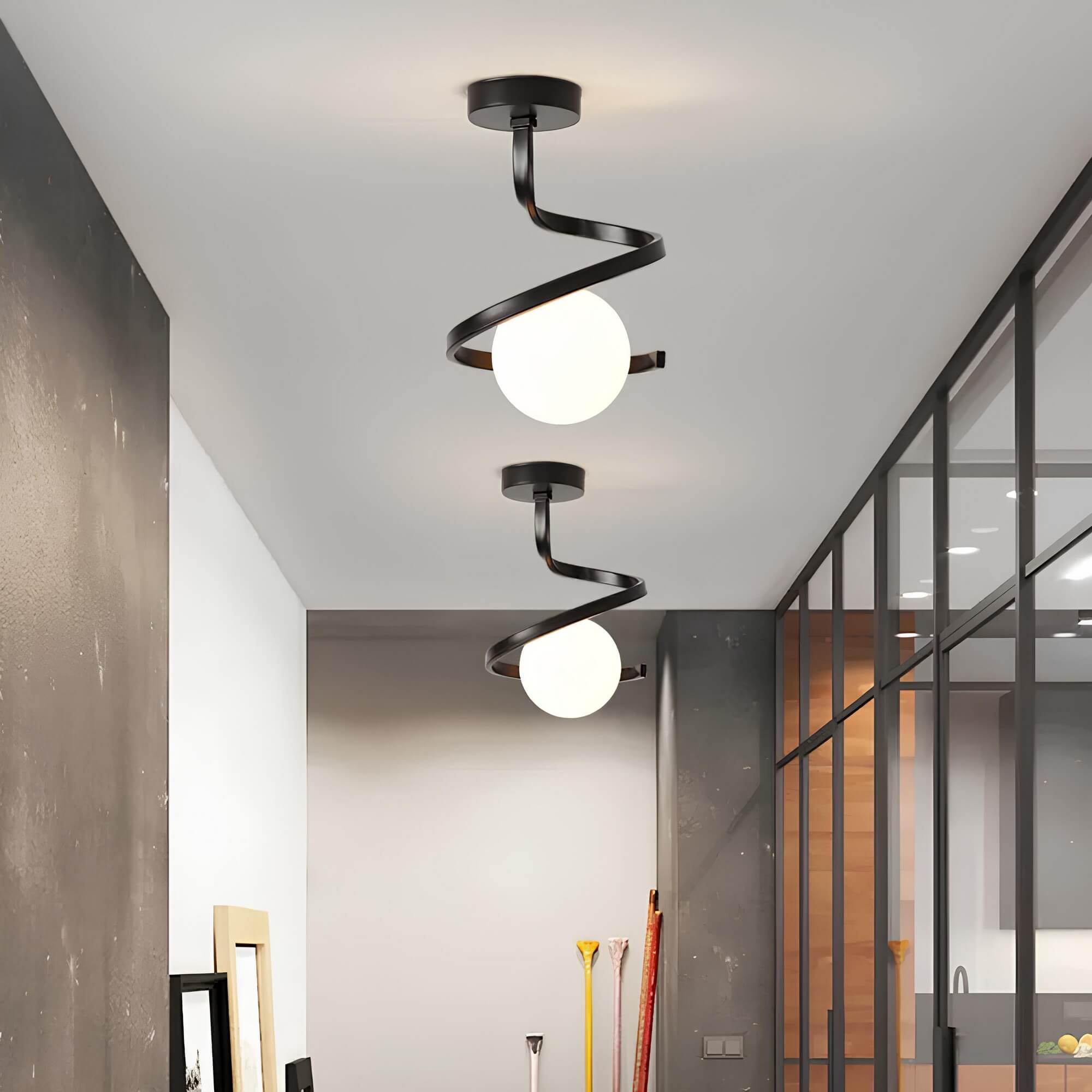 Modern Brass Glass Ceiling Light 1-Light
