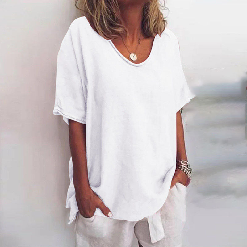 Puili| Blusa classica a maniche corte e vestibilità ampia da donna