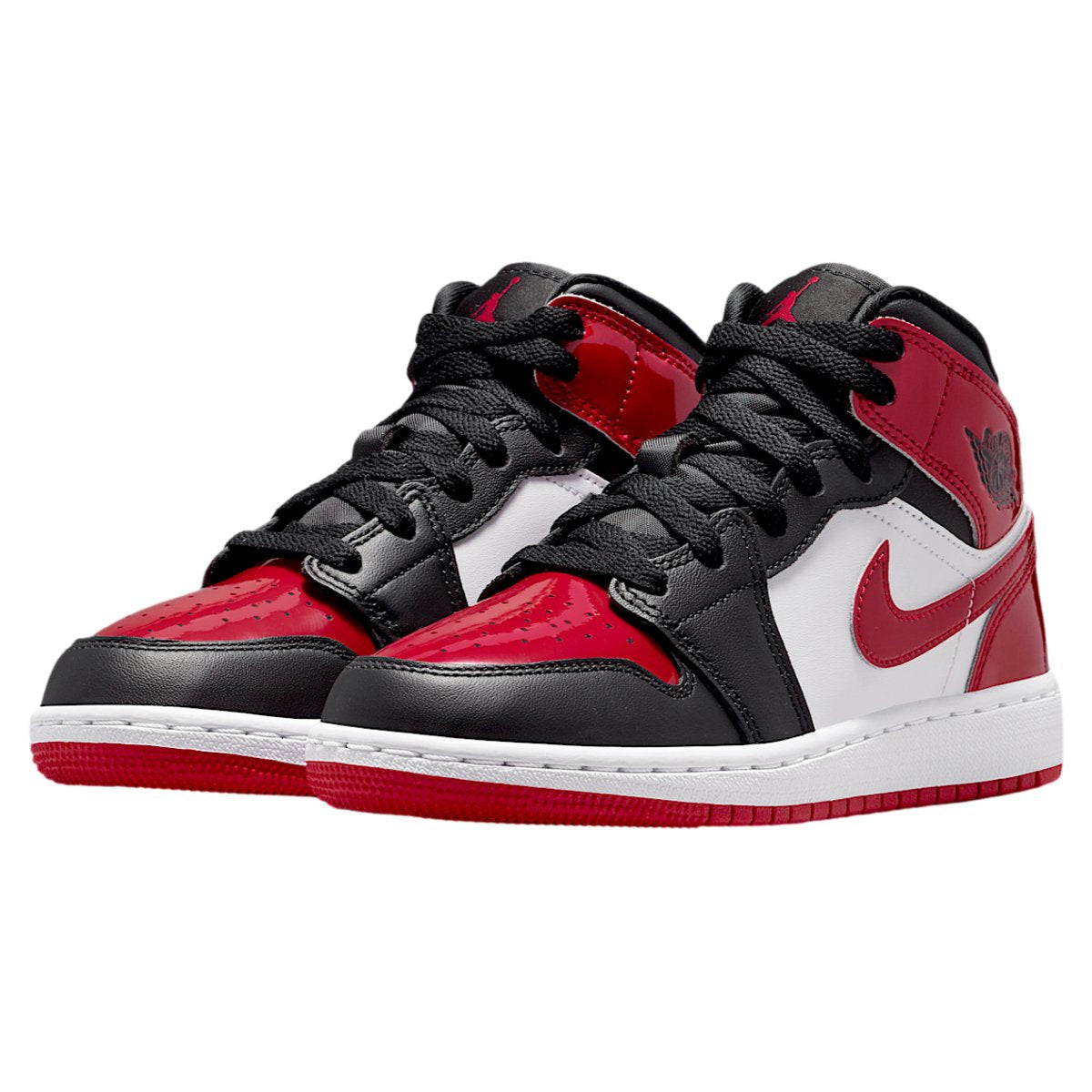 Jordan 1 Mid Patent Bred Toe (GS)