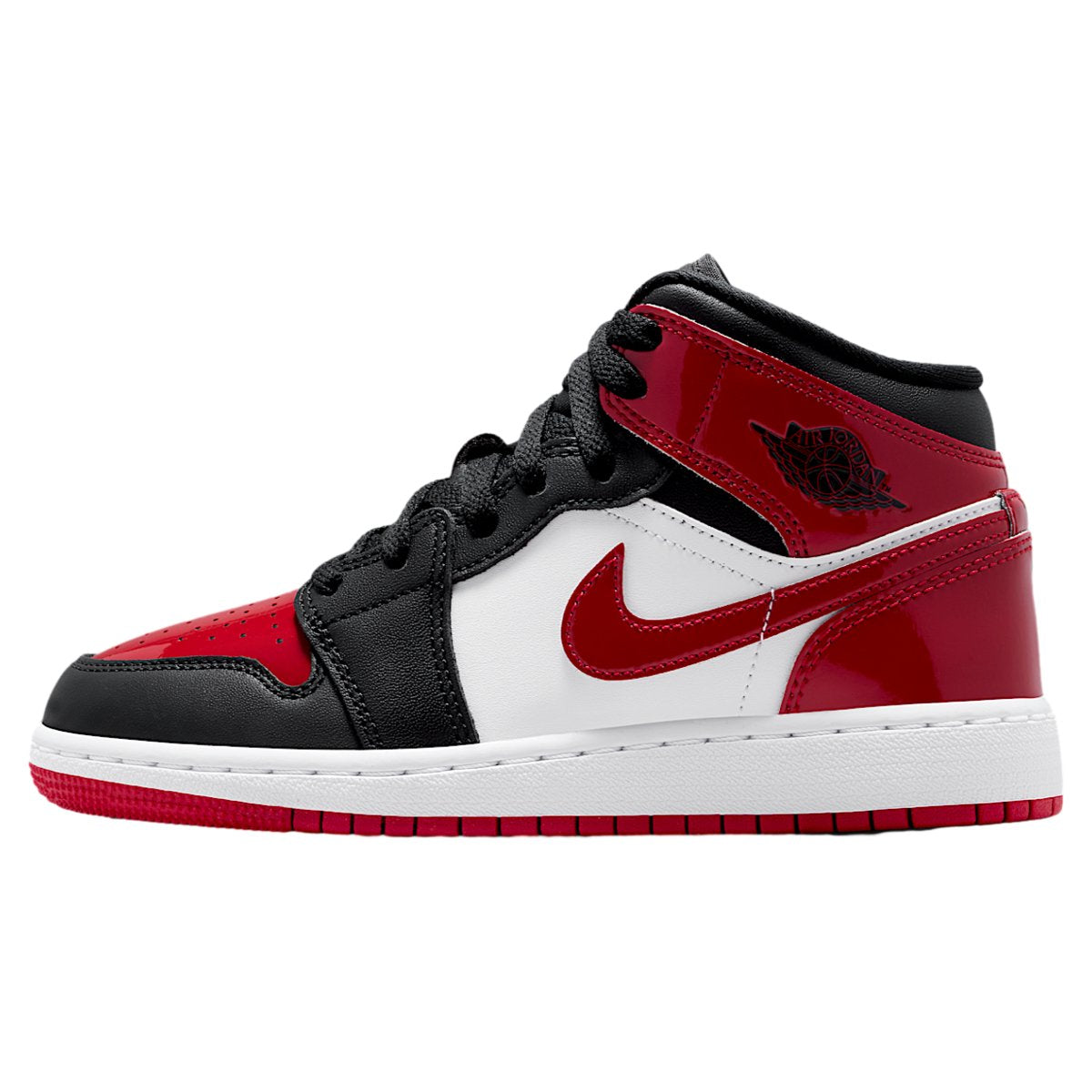 Jordan 1 Mid Patent Bred Toe (GS)