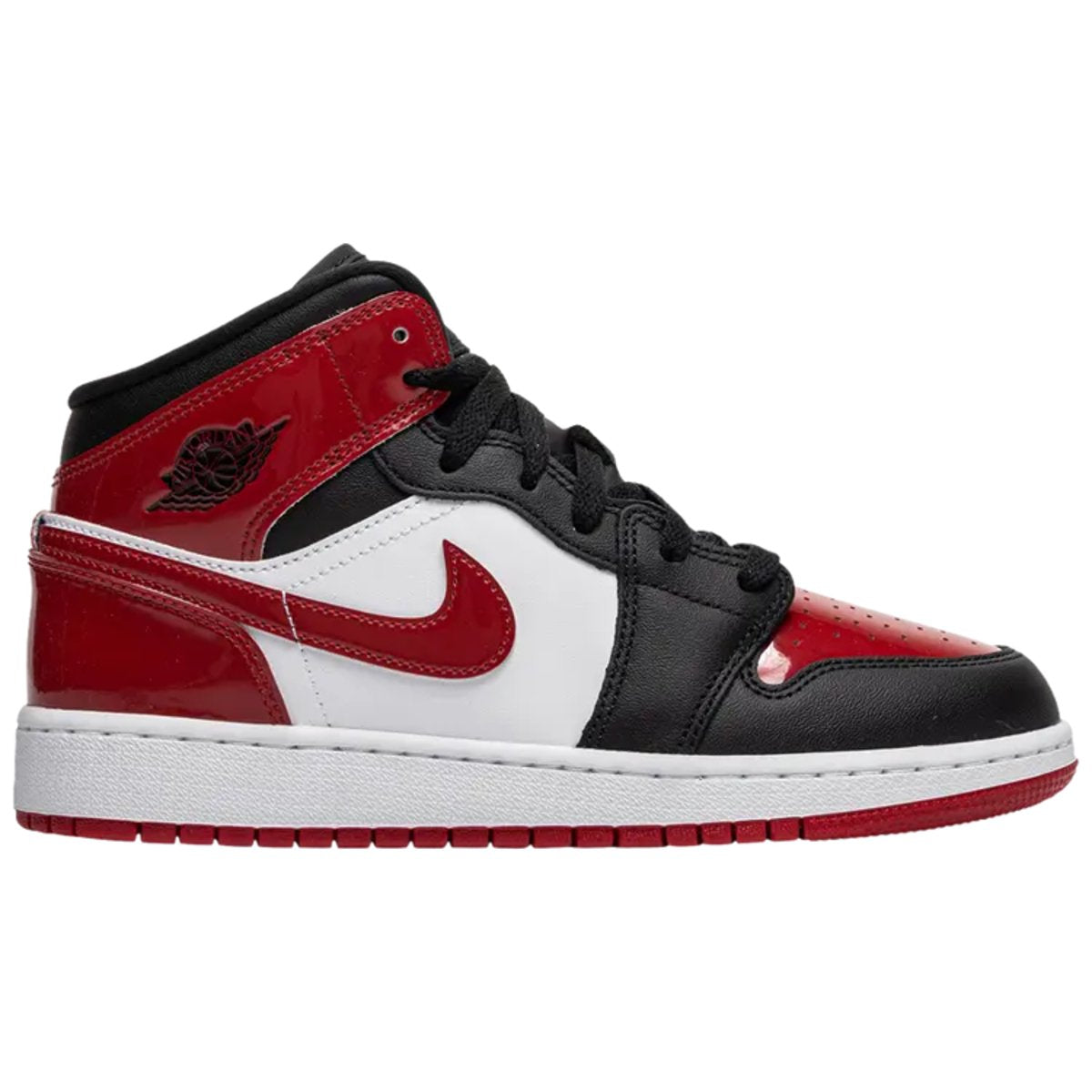 Jordan 1 Mid Patent Bred Toe (GS)