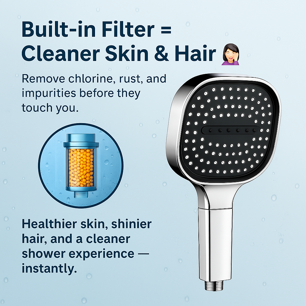 Puili | High-Pressure Shower Head | Turbo-Boost Technology & Advanced Filtration for Healthier Skin and Hair